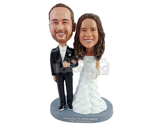 Custom Bobblehead Wedding couple on their big day wearing nice outfit and really cool shoes - Wedding & Couples Couple Personalized Bobblehead & Action Figure