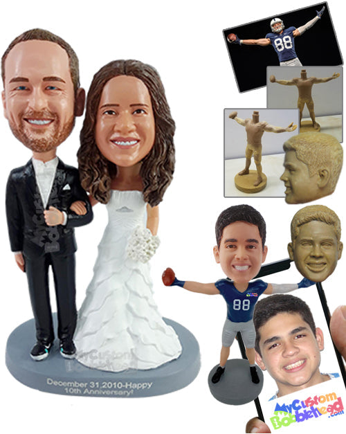 Wedding couple on their big day wearing nice outfit and really cool shoes Personalized Bobblehead