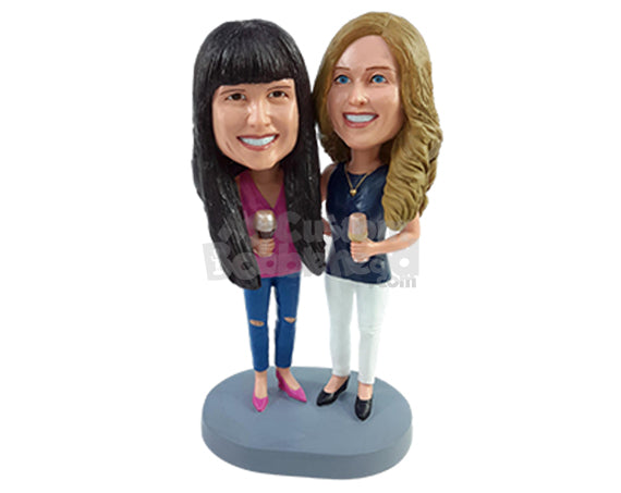 Custom Bobblehead Best Frends having icecream together wearing casual nice clothe - Wedding & Couples Same Sex Personalized Bobblehead & Action Figure