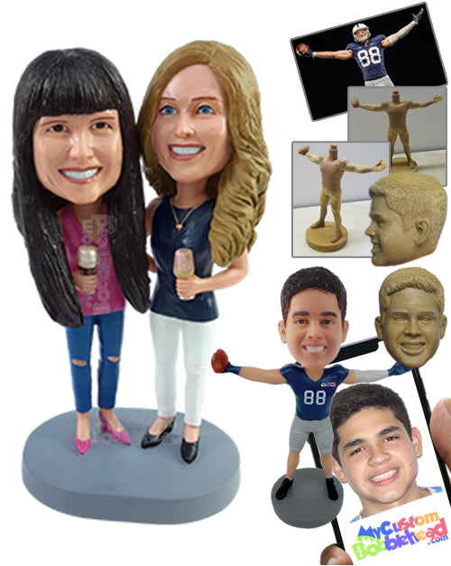 Best Friends Having Ice Cream Together Wearing Casual Nice Clothes Personalized Bobblehead