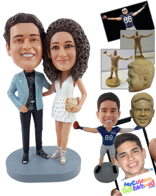 Gorgeous Couple Wearing Stylish Night Outfits, Ready to Go Out and Have Some Drinks Personalized Bobblehead