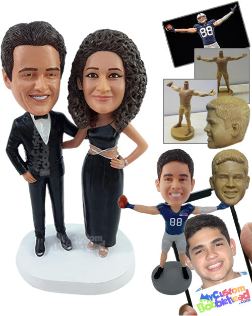 Gorgeous Couple Wearing Beautiful Dance Suit and Outfit, Ready for a Night Out Personalized Bobblehead