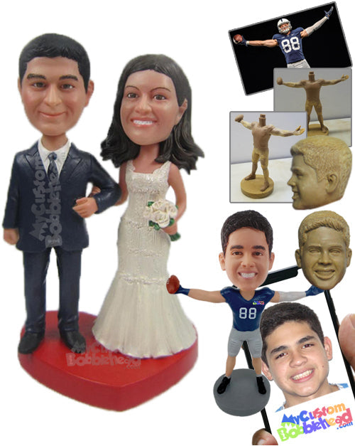 Classic Wedding Couple in Fancy Wedding Attire Personalized Bobblehead