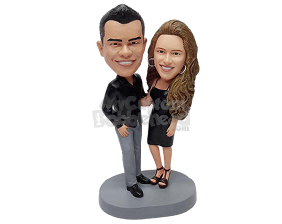 Custom Bobblehead Elegant looking couple wearing very nice shirt and dress - Wedding & Couples Couple Personalized Bobblehead & Action Figure