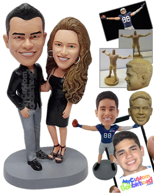 Elegant Looking Couple Wearing Very Nice Shirt and Dress Personalized Bobblehead