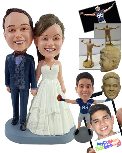 Fancy Looking Wedding Couple Wearing Gorgeous Dress and Suit Personalized Bobblehead