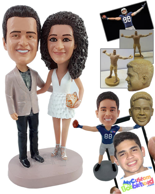 Charming Couple Wearing Elegant Clothes Ready for a Night Out Personalized Bobblehead