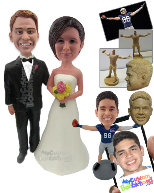 Wedding Couple Walking in Formal Attire Personalized Bobblehead