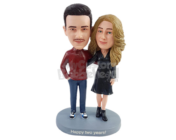 Custom Bobblehead Stylish couple wearing a nice shirt and a beautiful dress and nice shoes - Wedding & Couples Couple Personalized Bobblehead & Action Figure