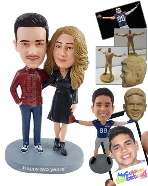 Stylish couple wearing a nice shirt and a beautiful dress and nice shoes Personalized Bobblehead