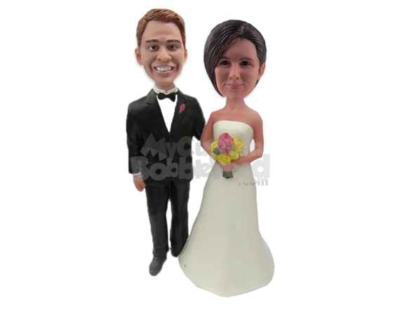 Wedding Couple Walking in Formal Attire Personalized Bobblehead