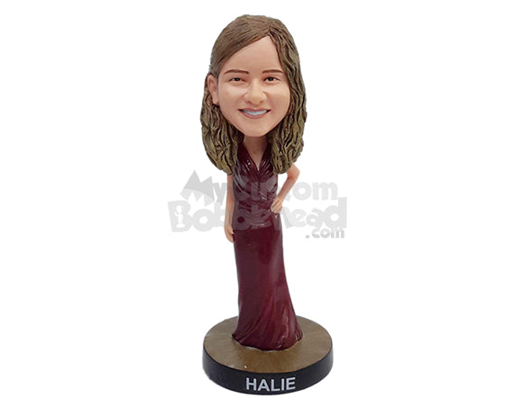 Custom Bobblehead Good looking bridesmaid wearing nice ress with one hand on the hip - Wedding & Couples Bridesmaids Personalized Bobblehead & Action Figure