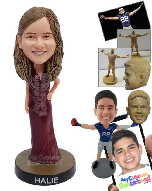 Good-looking Bridesmaid Wearing a Nice Dress with One Hand on the Hip Personalized Bobblehead