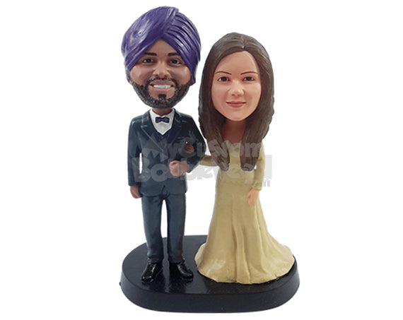 Custom Bobblehead Stylish traditional couple wearing a nice dress and suit and ready to say the words - Wedding & Couples Couple Personalized Bobblehead & Action Figure