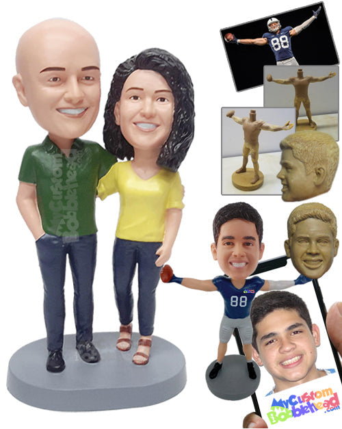 Good-looking Couple Wearing Shirts, Pants, and Nice Shoes Personalized Bobblehead