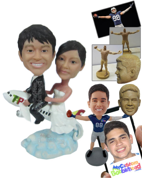 Wedding Couple on Honeymoon in Formal Attire Personalized Bobblehead