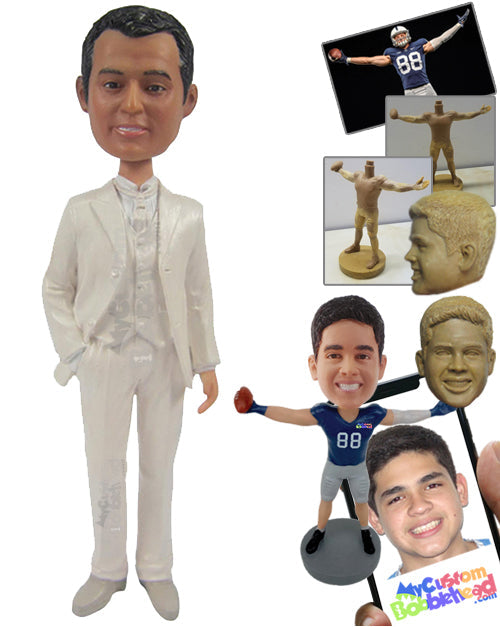 Classy Groomsman with One Hand Inside The Pocket Personalized Bobblehead