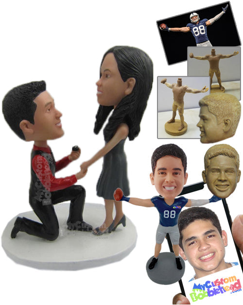 Cool Dude One Knee on Ground Proposing a Sexy Girl Personalized Bobblehead