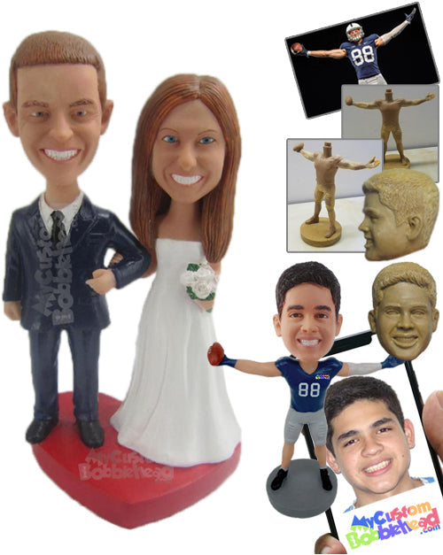 Gorgeous Bride & Groom in Their Wedding Attire Holding Hands Personalized Bobblehead