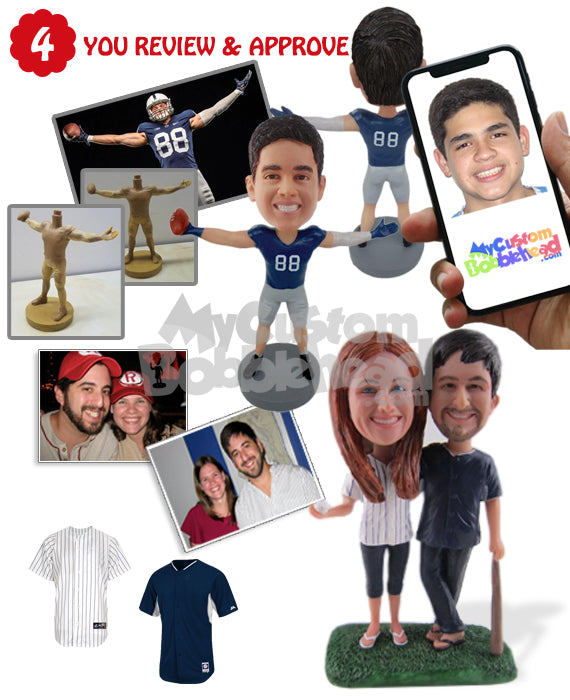 Custom Bobblehead Two Gorgeous Friends Present In The Stadium Wearing Baseball Jerseys - Sports & Hobbies Baseball & Softball Personalized Bobblehead & Cake Topper