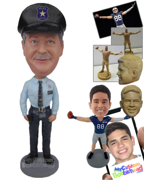 Police Officer in Shirt and Tie with Heavy Boots Personalized Bobblehead