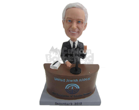 Custom Bobblehead Cool Businessman Wearing Formal Outfit Ready For A Speech - Careers & Professionals Corporate & Executives Personalized Bobblehead & Cake Topper