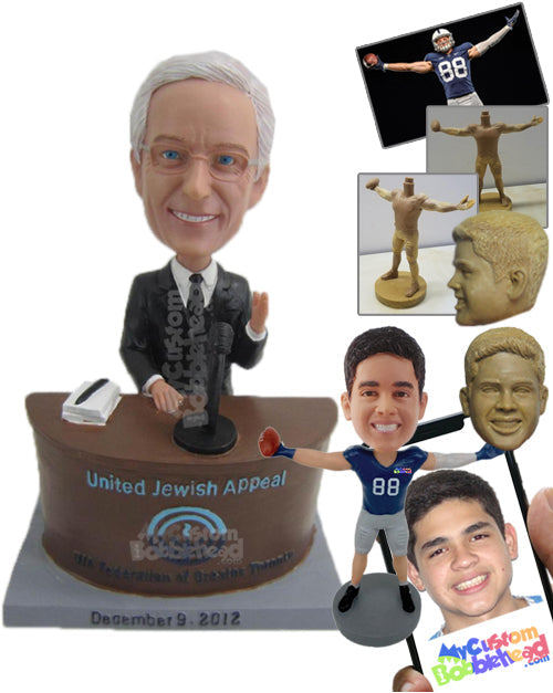 Cool Businessman Wearing Formal Outfit Ready For A Speech Personalized Bobblehead