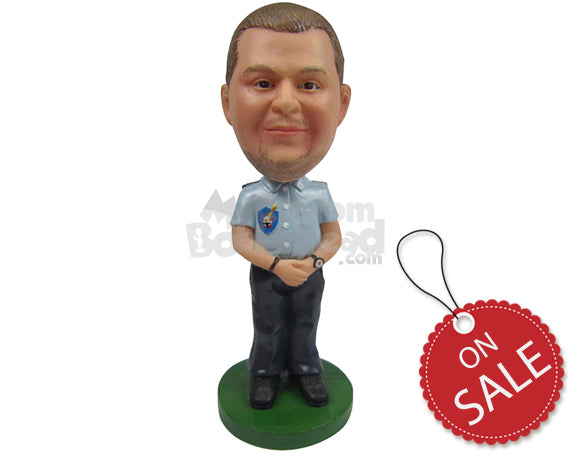 Custom Bobblehead Police Dude In His Cool Law Enforcement Outfit - Careers & Professionals Arm Forces Personalized Bobblehead & Cake Topper