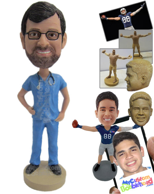 Cool Doctor In T-Shirt And Pants Giving A Pose Personalized Bobblehead