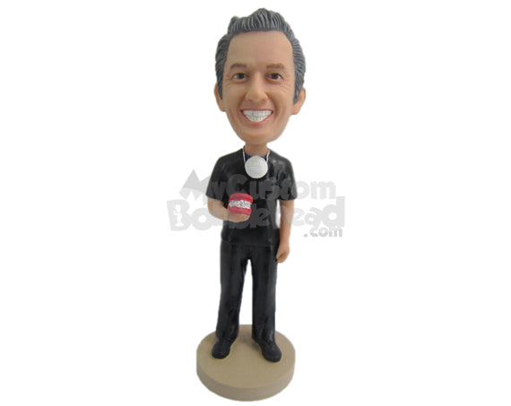 Custom Bobblehead Male Dentist Showing False Teeth - Careers & Professionals Dentists Personalized Bobblehead & Cake Topper