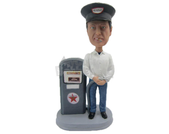 Custom Bobblehead Gas Station Staff Ready To Fill Your Car - Careers & Professionals Casual Males Personalized Bobblehead & Cake Topper