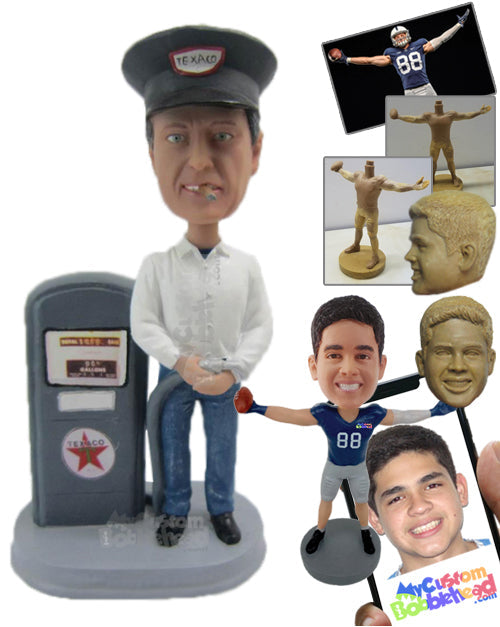 Gas Station Staff Ready to Fill Your Car Personalized Bobblehead