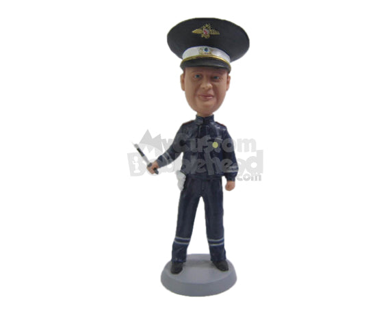 Custom Bobblehead Cool Police Officer In Uniform - Careers & Professionals Arm Forces Personalized Bobblehead & Cake Topper