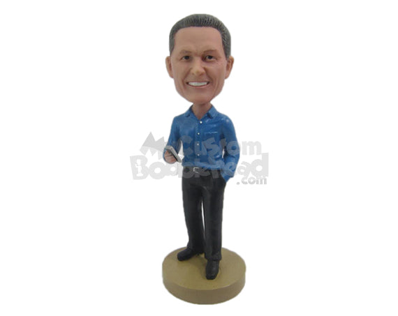 Custom Bobblehead Dude Wearing Corporate Outfit Has One Hand In His Pocket - Careers & Professionals Corporate & Executives Personalized Bobblehead & Cake Topper