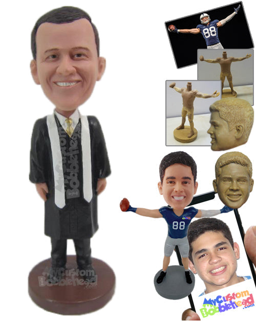 Catholic Priest in His Religious Outfit Personalized Bobblehead