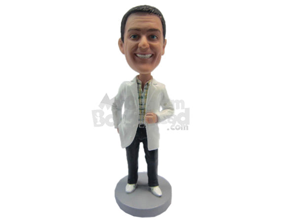 Custom Bobblehead Cool Doctor Wearing His Medical Attire - Careers & Professionals Medical Doctors Personalized Bobblehead & Cake Topper