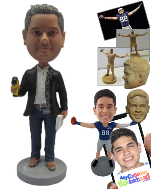 Cool Dude Engineer Wearing Suit And Jeans Personalized Bobblehead