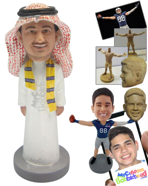 Cool Dude Wearing a Juba with a Scarf Around His Neck Personalized Bobblehead