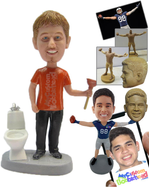 Plumber Wearing a Stylish T-Shirt and Boots Personalized Bobblehead