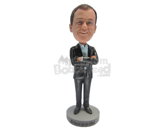 Custom Bobblehead Businessman Posing In Formal Outfit - Careers & Professionals Corporate & Executives Personalized Bobblehead & Cake Topper