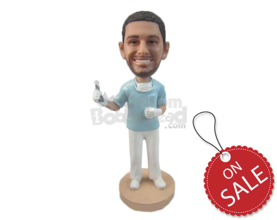 Custom Bobblehead Oral Hygienist Doctor Ready To Pull Teeth - Careers & Professionals Dentists Personalized Bobblehead & Cake Topper