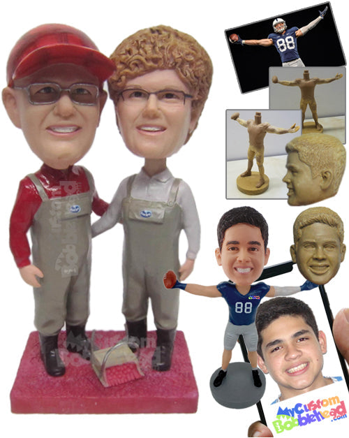 Two Men in Suspenders Ready for a Cool Picture Personalized Bobblehead