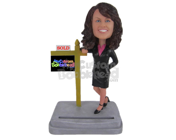 Female Real Estate Agent Wearing Suit and Short Skirt Personalized Bobblehead