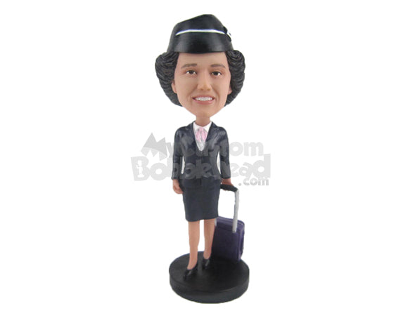 Commercial Airline Female Flight Attendant and Pilot Personalized Bobblehead