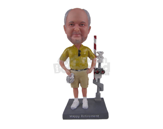 Custom Bobblehead Male Architect Wearing Shirt And Jeans Working With His Equipment - Careers & Professionals Architects & Engineers Personalized Bobblehead & Cake Topper