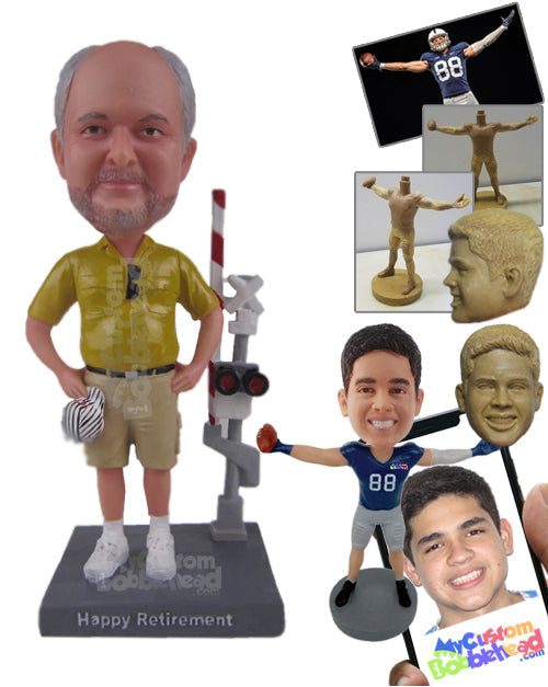 Male Architect Wearing Shirt and Jeans Working with His Equipment Personalized Bobblehead