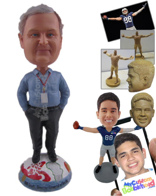 Corporate Man in Formal Attire and with Hands in His Pocket Personalized Bobblehead