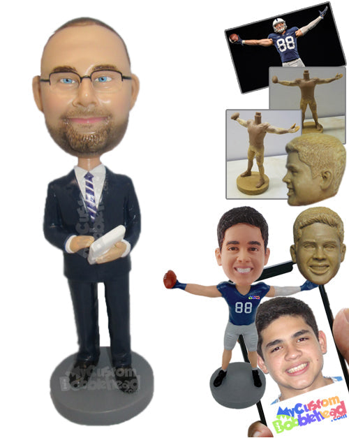 Cool Businessman Wearing Suit And Boots Making Some Note Personalized Bobblehead