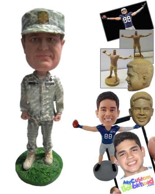 Senior Army Officer in Army Uniform with Heavy Boots Personalized Bobblehead