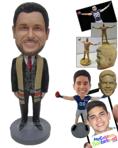 Male Political Leader Wearing Formal Dress with Shawl around His Neck Personalized Bobblehead